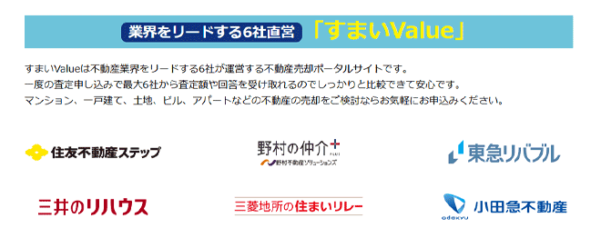 大手不動産会社6社が参画する不動産売却ポータルサイト